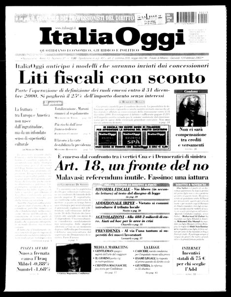 Italia oggi : quotidiano di economia finanza e politica